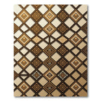 Golden Geometric Diamond Tribal Area Rug