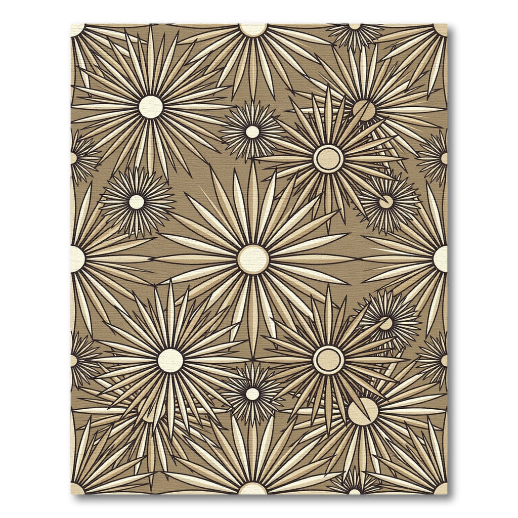 Beige Starburst Floral Medallion Rug