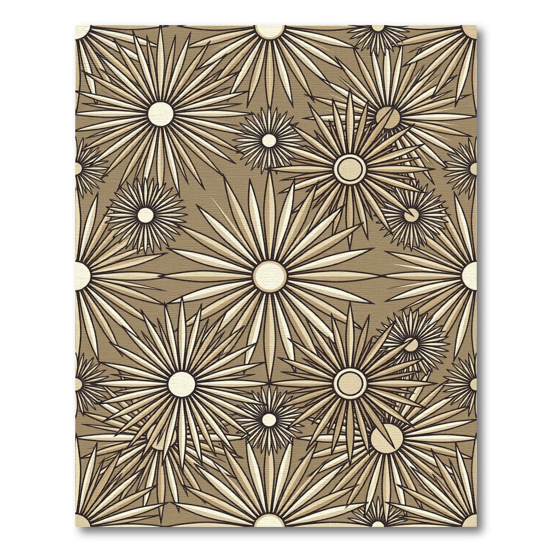 Beige Starburst Floral Medallion Rug