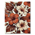 Terracotta Tropical Hibiscus Botanical Arrangement Rug