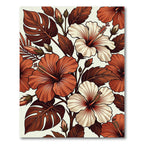 Terracotta Tropical Hibiscus Botanical Arrangement Rug