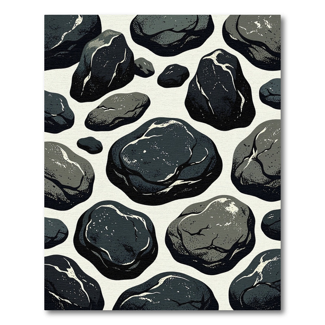 Dark Pebble Arrangement Graphic Art Rug