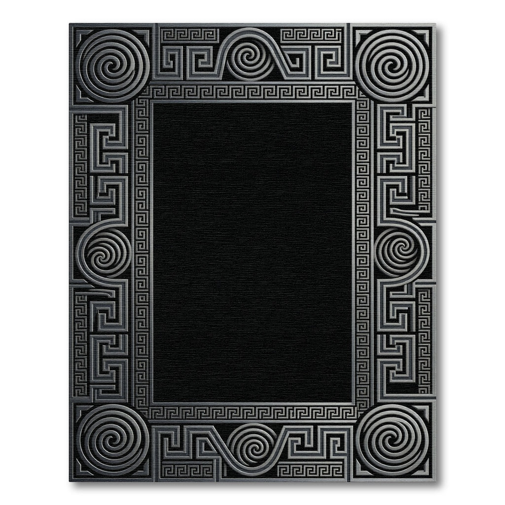 Silver Geometric Maze Swirl Rug