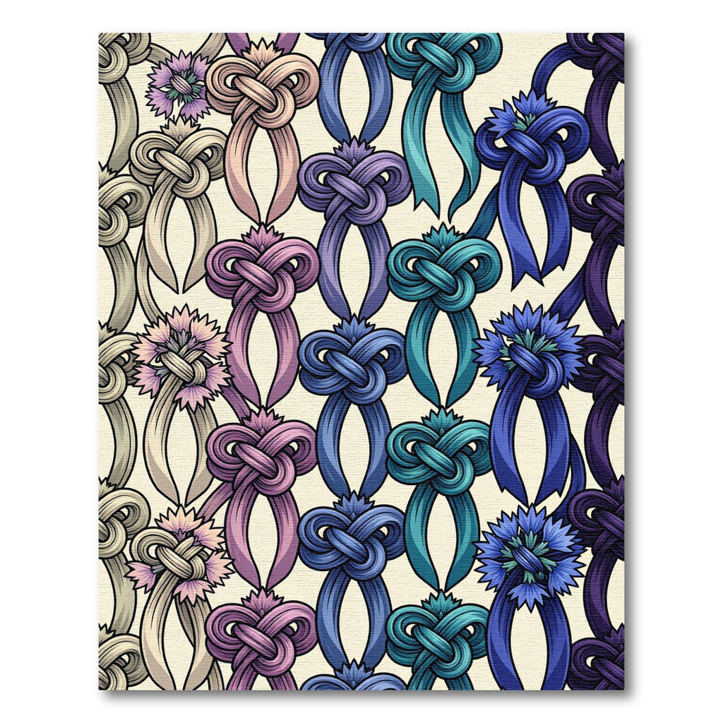 Graceful Gradient Ribbon Knot Floral Rug