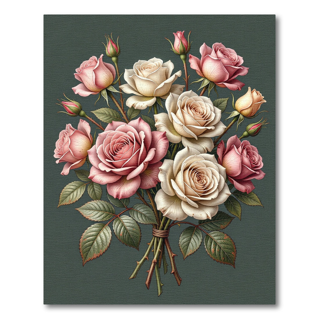 Elegant Blush and Cream Rose Bouquet Rug