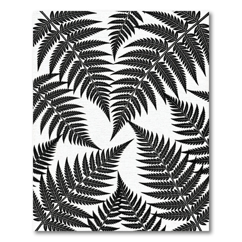 Black White Fern Frond Pattern Rug