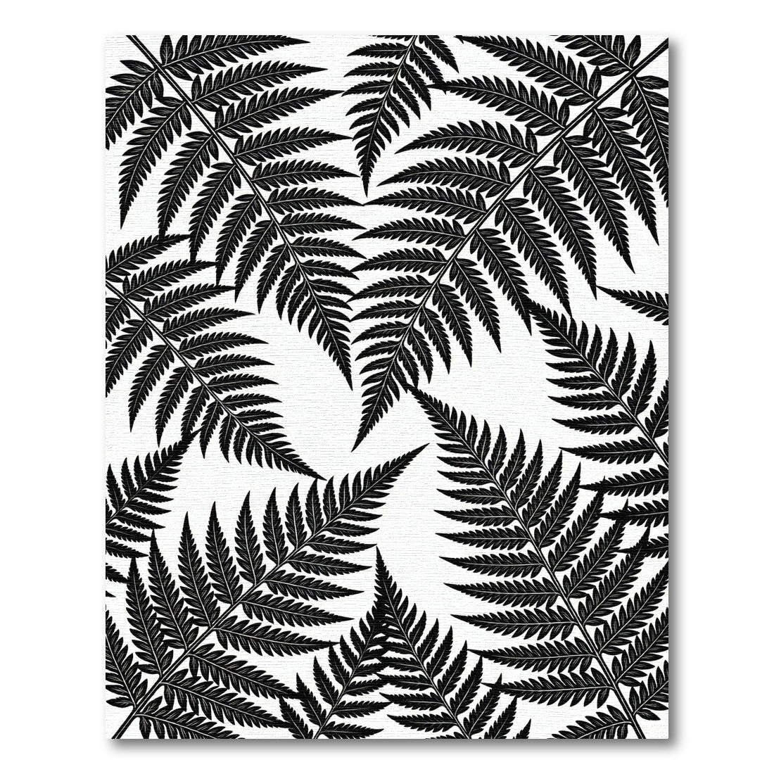Black White Fern Frond Pattern Rug