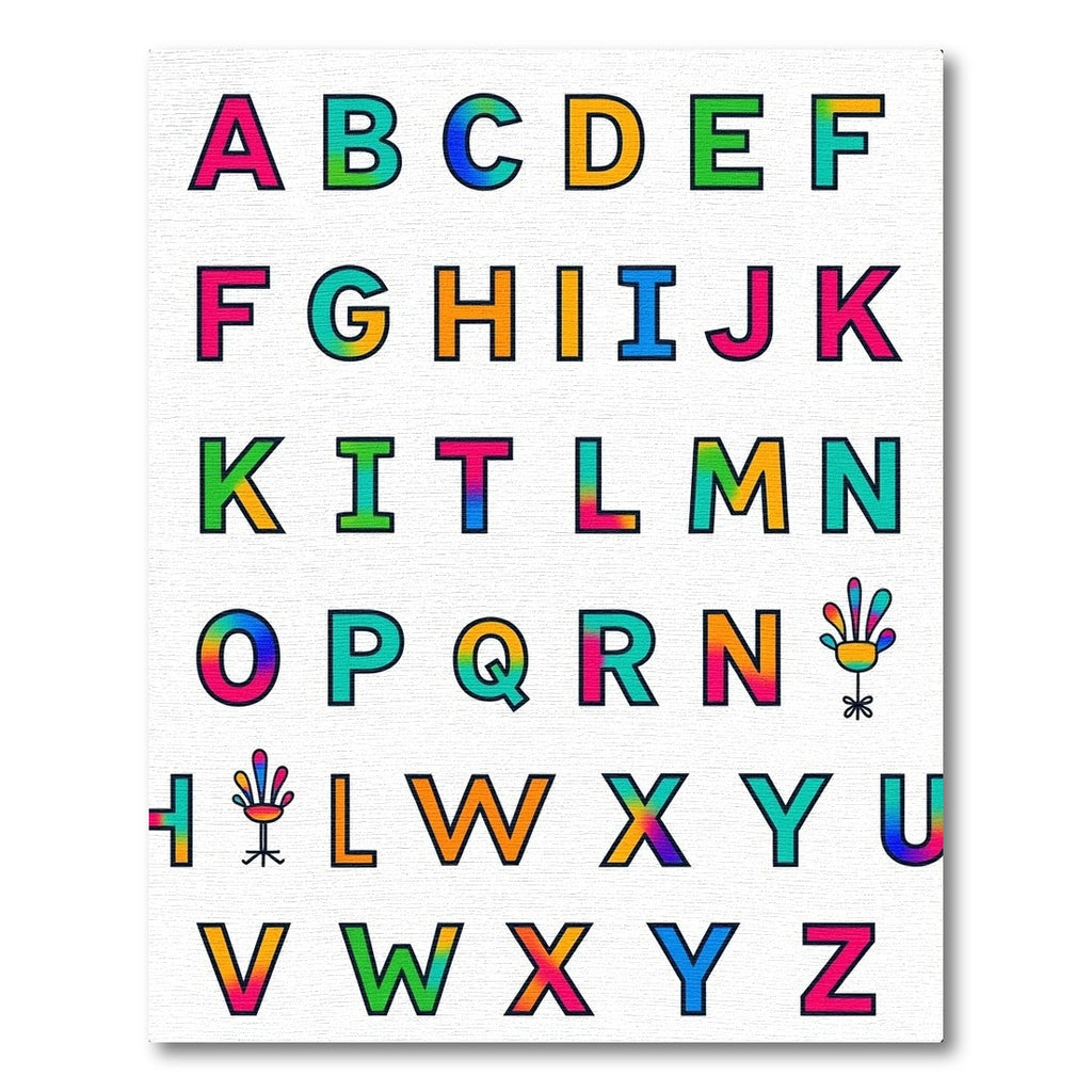 Rainbow Alphabet Letters Bold Rug
