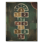 Vintage Hopscotch Grid Earthy Tonal Art Rug