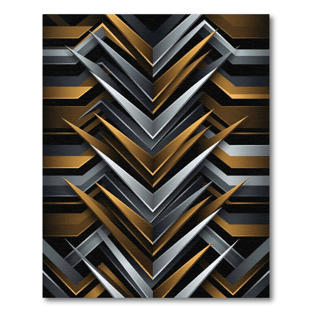 Modern Gold Silver Geometric Angle Rug