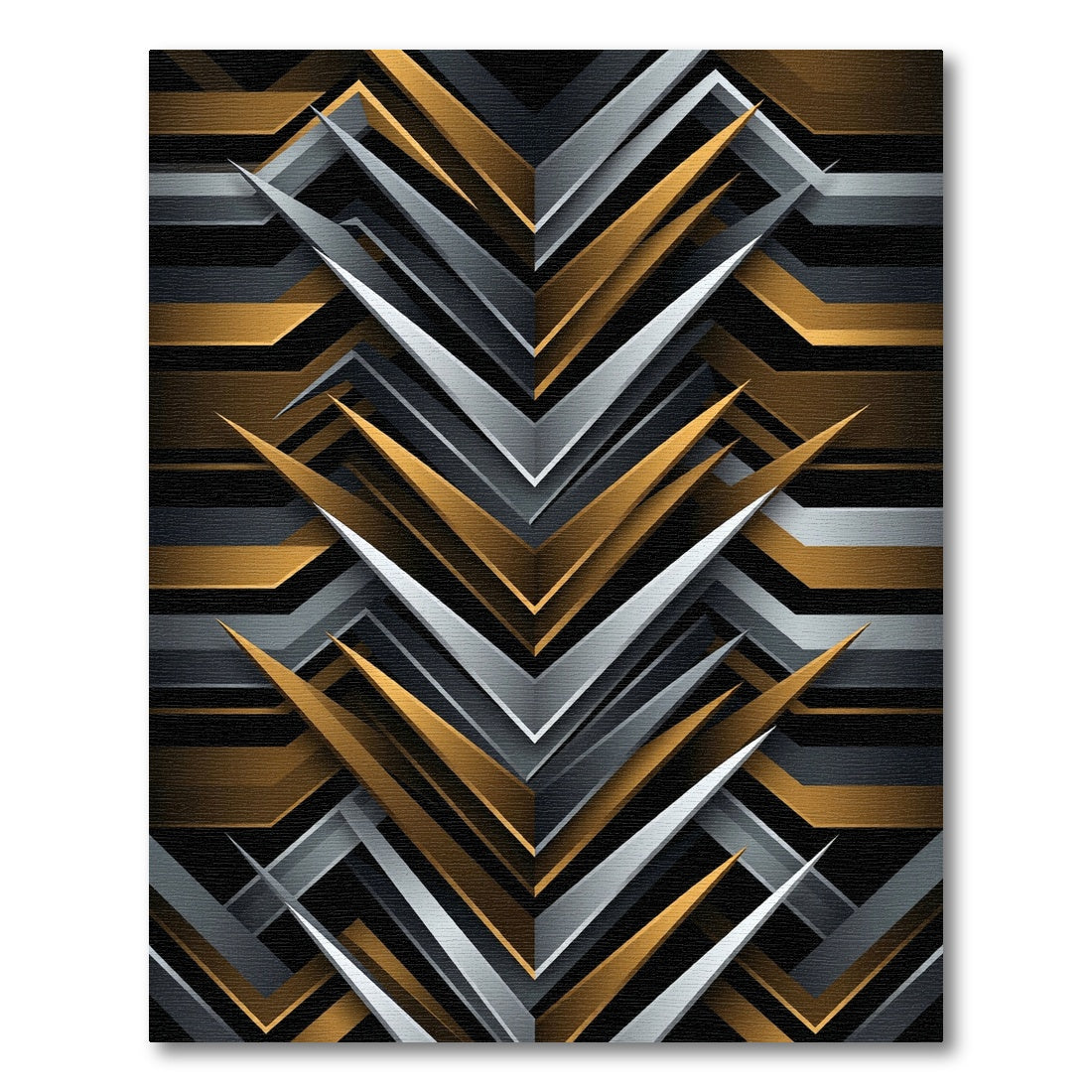 Modern Gold Silver Geometric Angle Rug