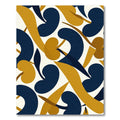 Modern Navy and Mustard Abstract Leaf Rug