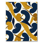 Modern Navy and Mustard Abstract Leaf Rug