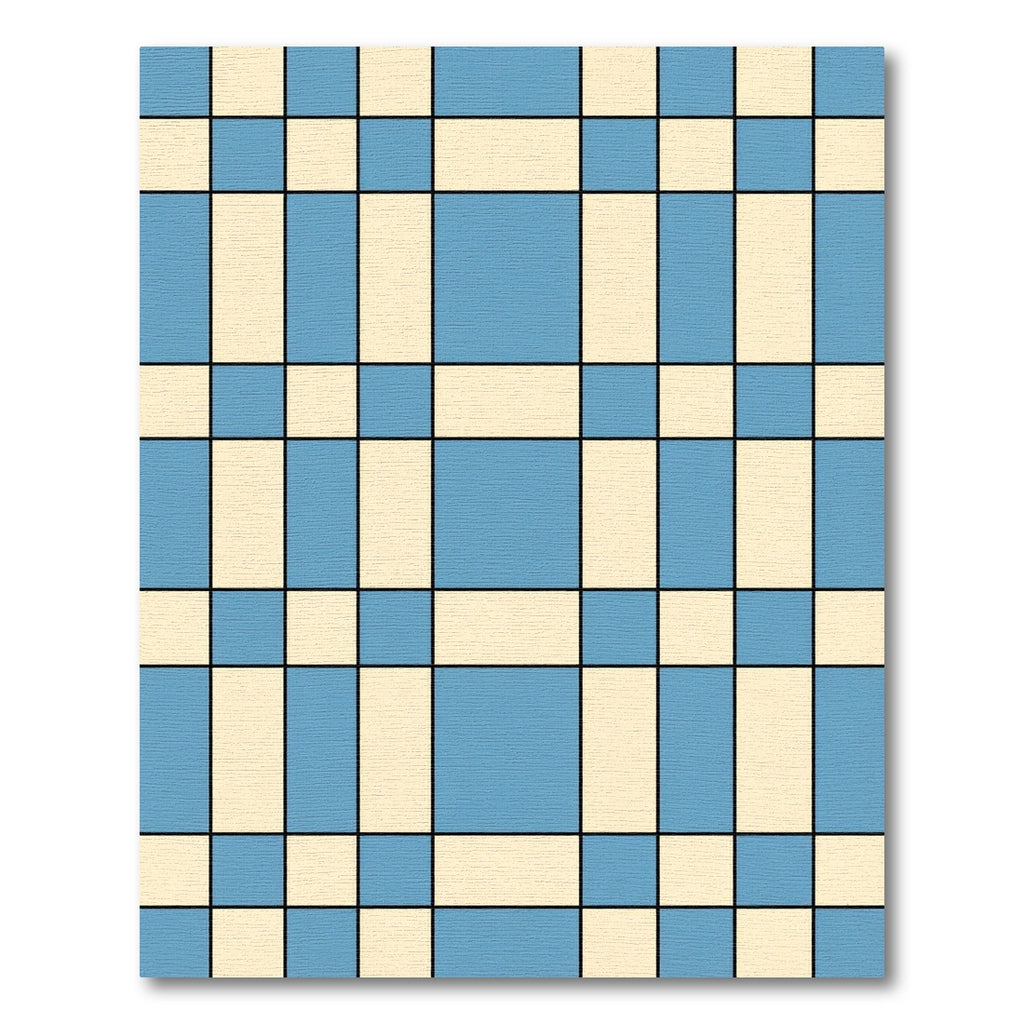 Modern Grid Blue and Cream Plaid Rug