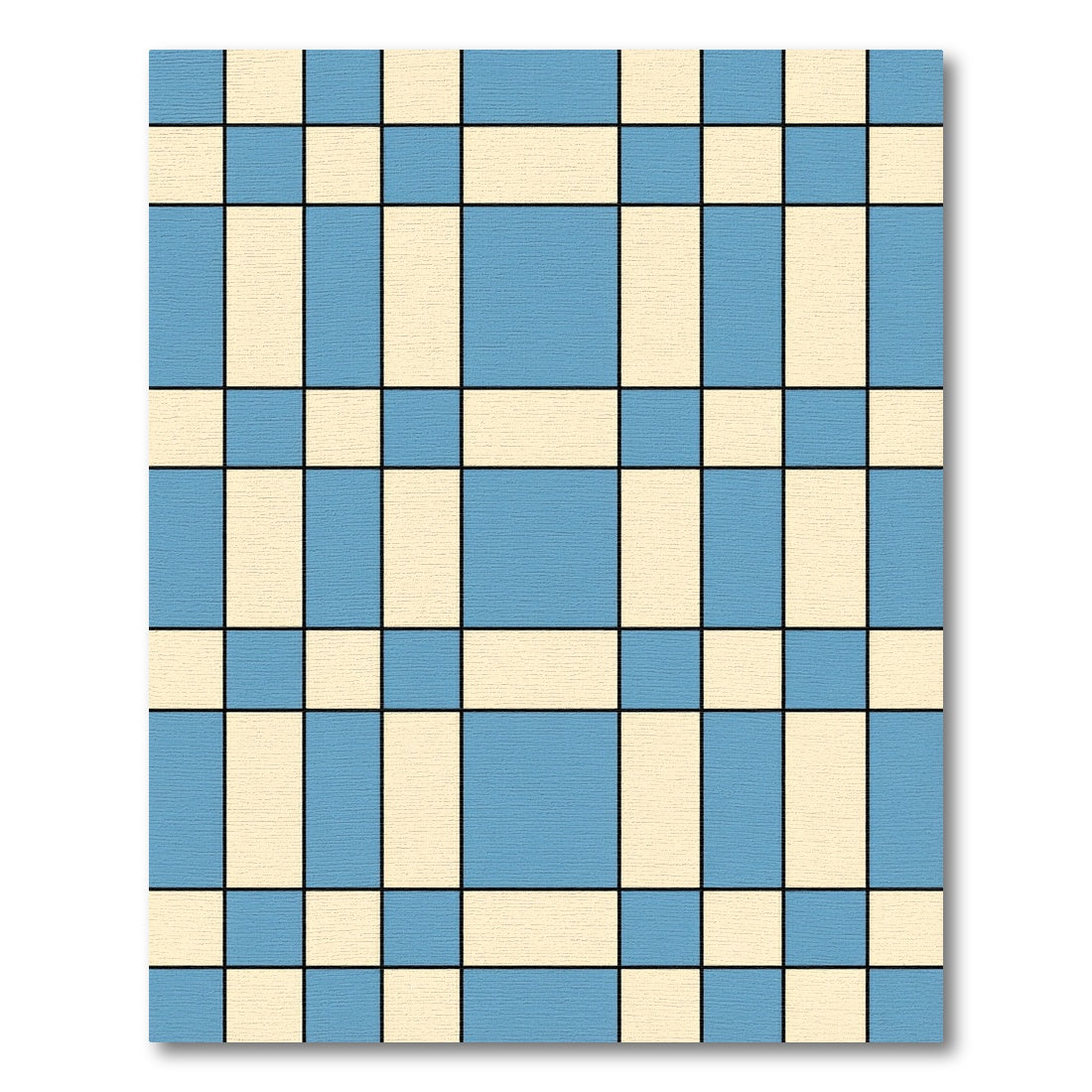 Modern Grid Blue and Cream Plaid Rug