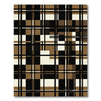 Minimalist Black and Tan Plaid Grid Rug