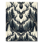 Majestic Forest Stag Silhouette Monochrome Rug