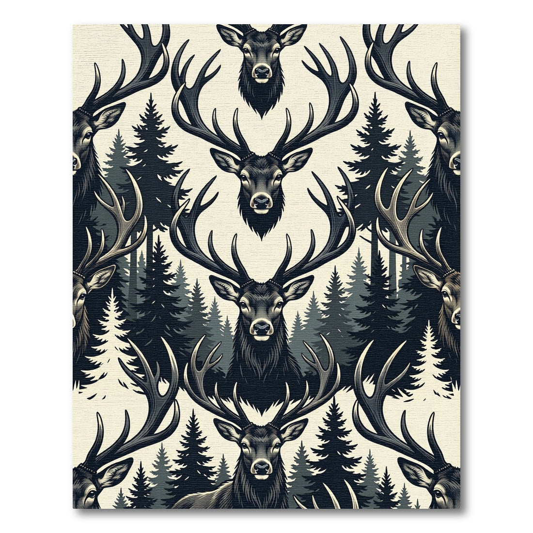 Majestic Forest Stag Silhouette Monochrome Rug