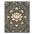 Golden Lotus Floral Scrollwork Rug