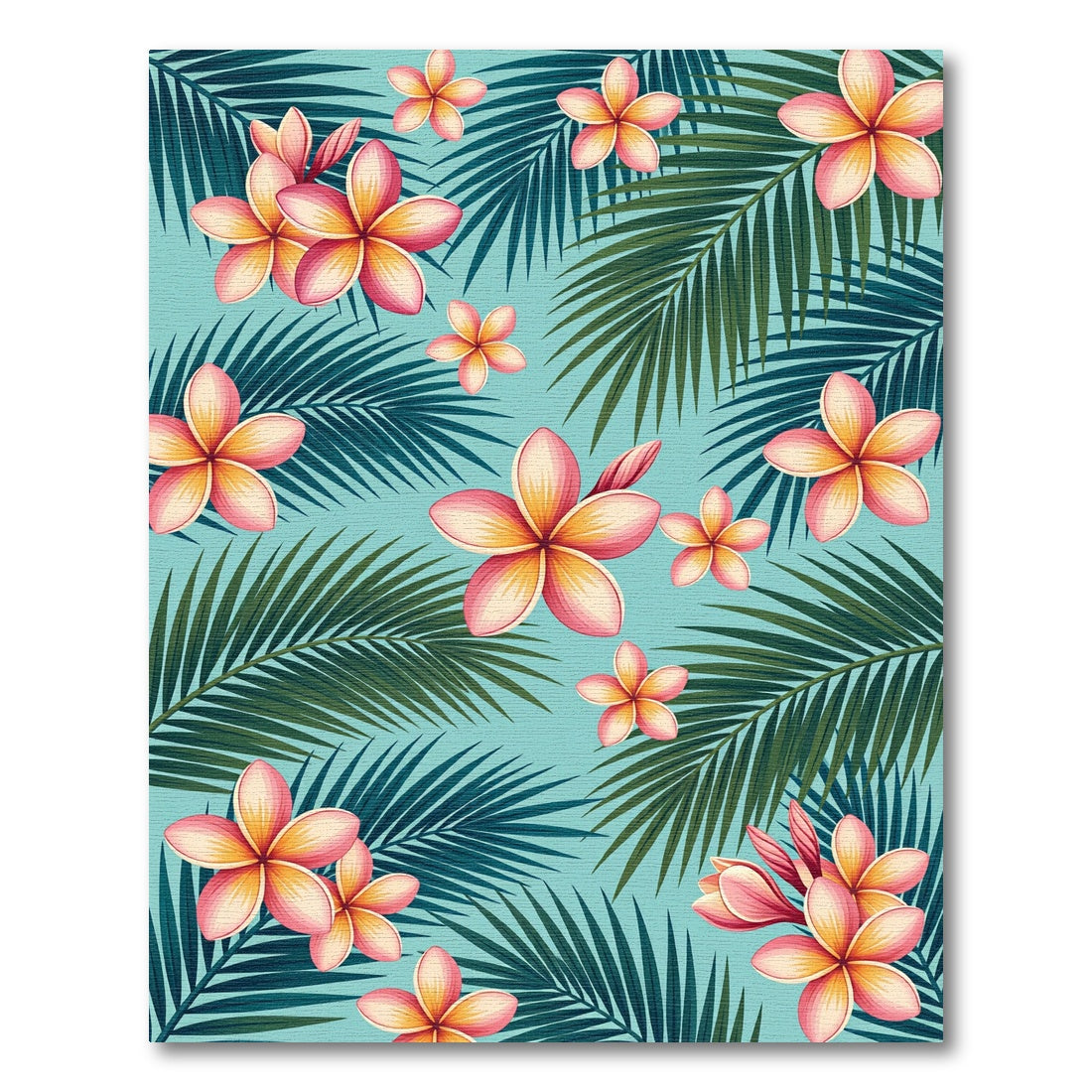 Lush Tropical Frangipani Palm Leaf Rug