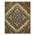Ornate Golden Damask Floral Medallion Rug