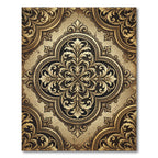 Ornate Golden Damask Floral Medallion Rug