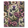 Vintage Dusty Rose Meadow Thistle Illustration Rug