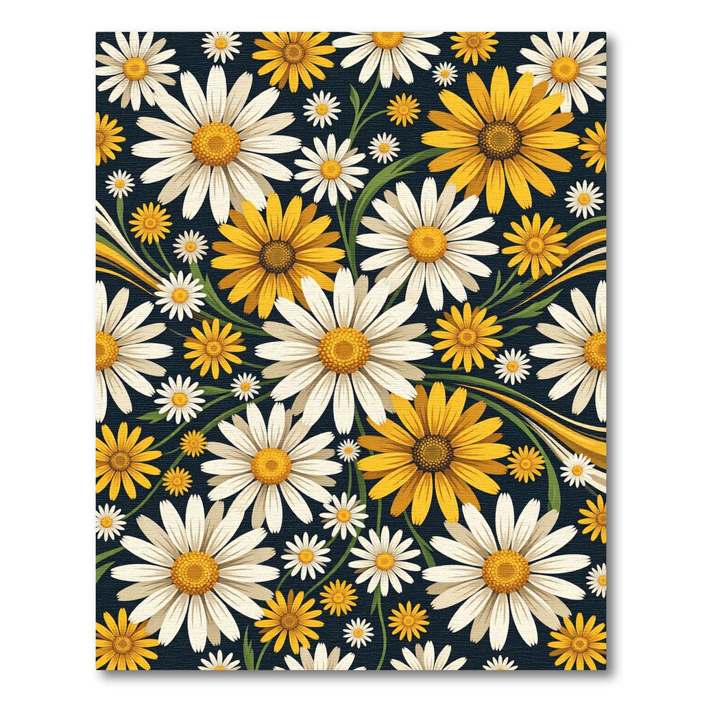Vibrant Golden Daisy Floral Meadow Rug