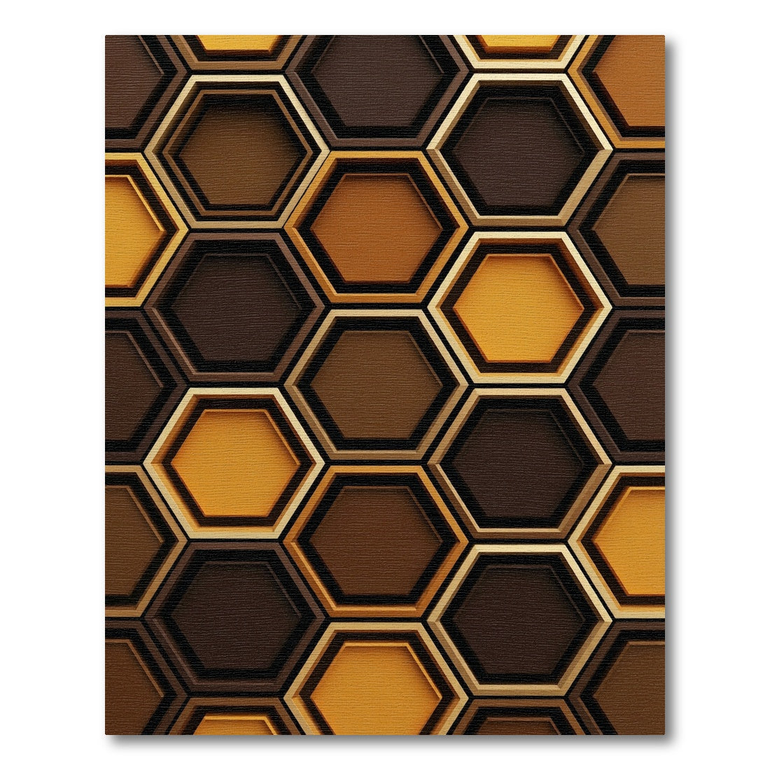 Golden Brown Hexagon Tile Arrangement Rug