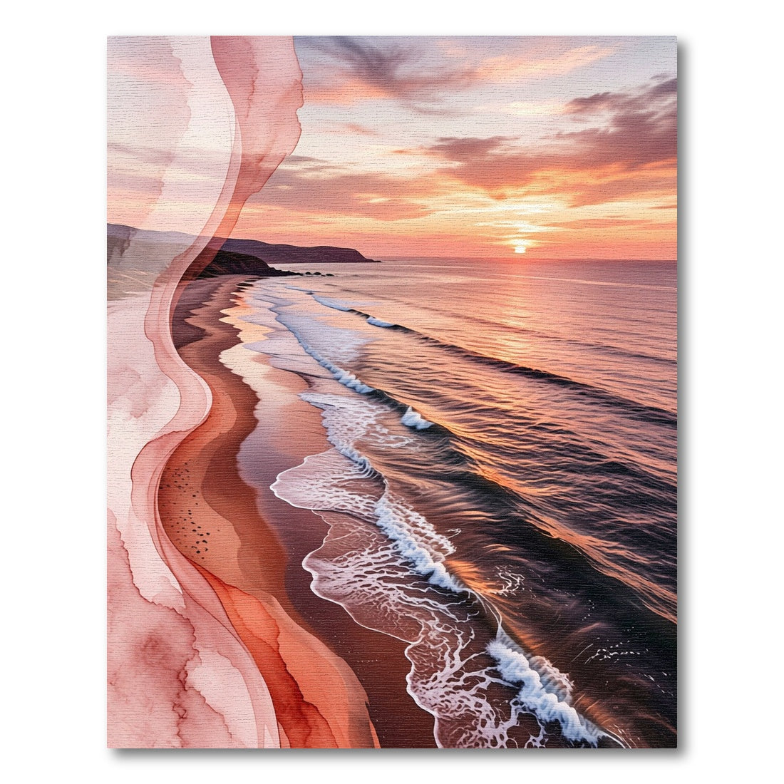 Sunset Beach Watercolor Swirls Rug