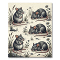 Whimsical Gray Mouse Meadow Illustration Rug