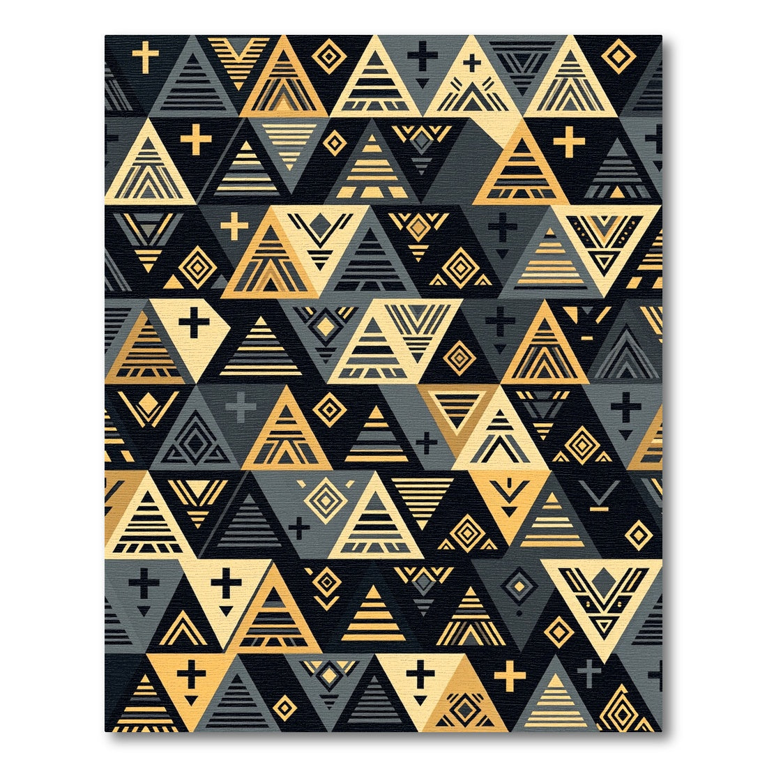 Gold and Charcoal Geometric Aztec Area Rug