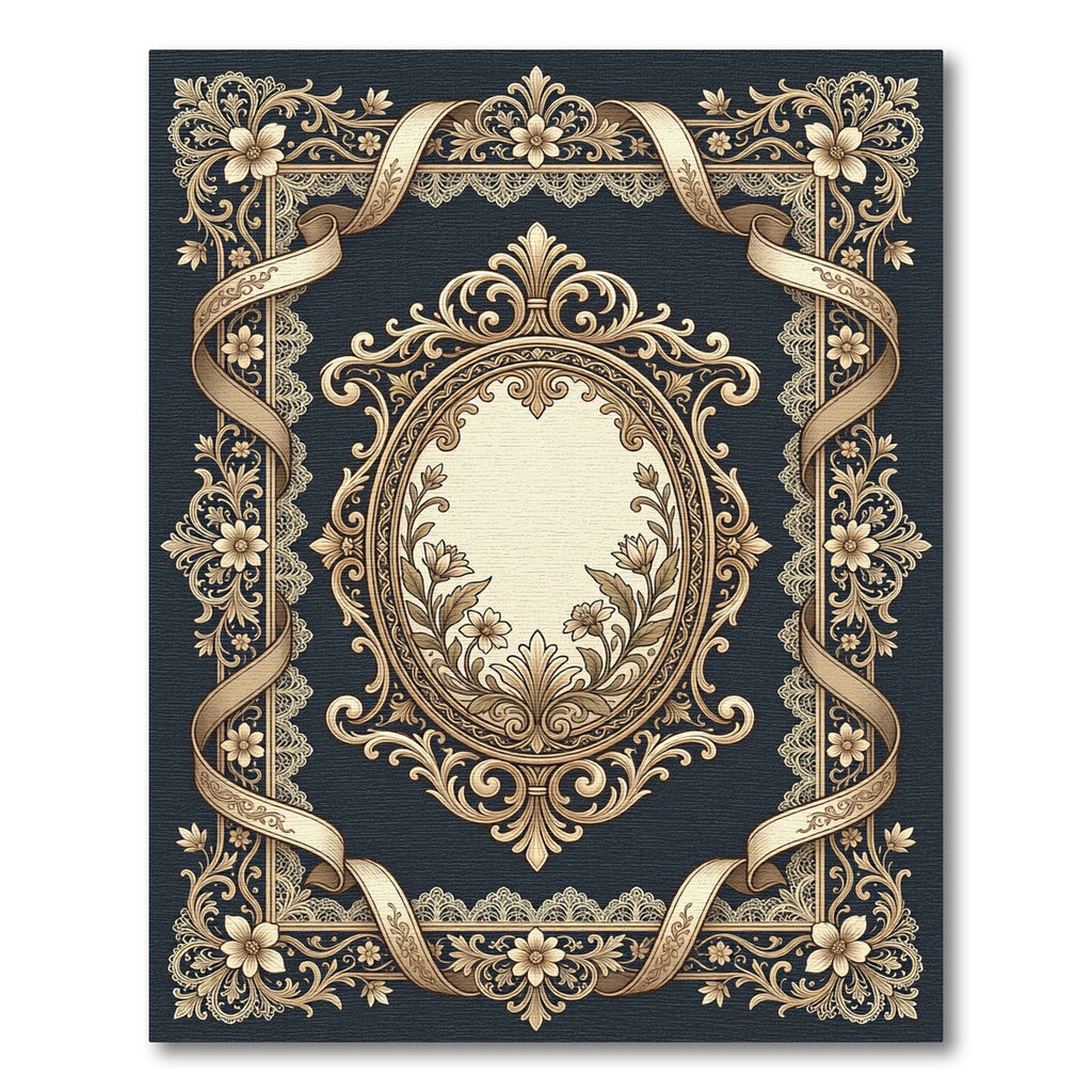 Ornate Floral Medallion Gold Lace Rug