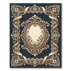Ornate Floral Medallion Gold Lace Rug