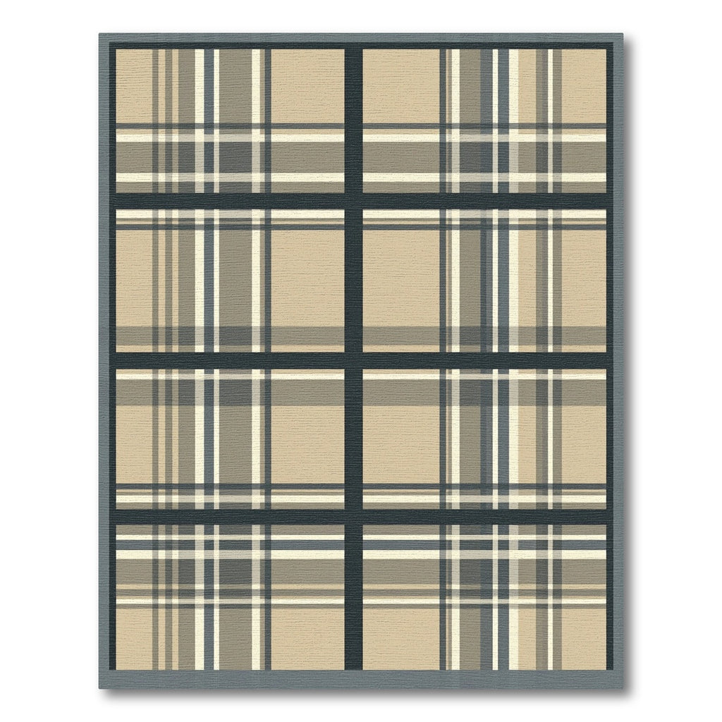 Classic Tan Plaid Grid Arrangement Rug