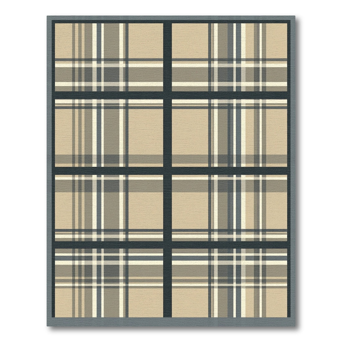 Classic Tan Plaid Grid Arrangement Rug