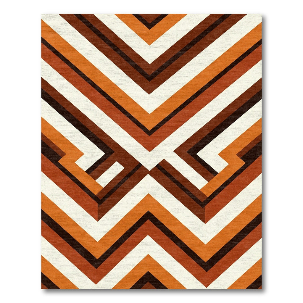 Retro Orange Brown Chevron Rug