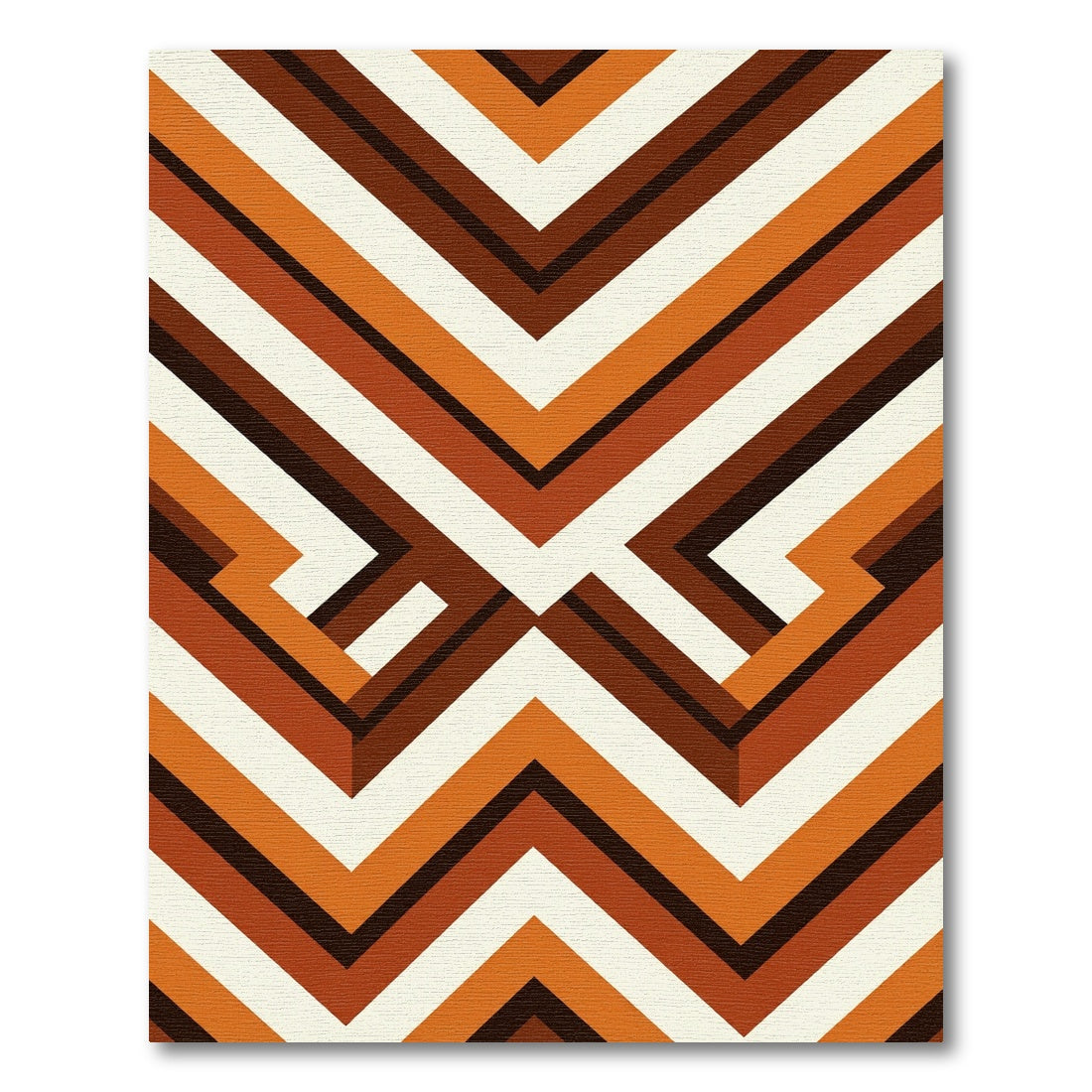 Retro Orange Brown Chevron Rug
