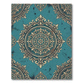 Ornate Teal Gold Medallion Rug