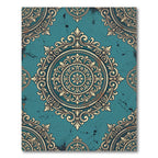 Ornate Teal Gold Medallion Rug