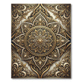 Ornate Gold Floral Mandala Rug