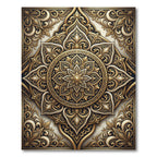 Ornate Gold Floral Mandala Rug