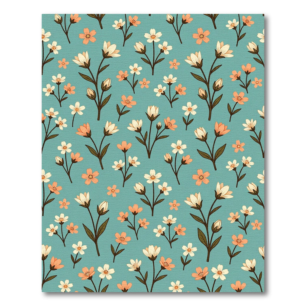 Soft Teal Meadow Floral Bouquet Rug