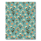 Soft Teal Meadow Floral Bouquet Rug