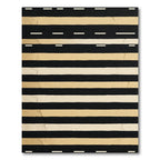 Modern Black Beige Striped Rug