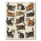 Playful Tabby Cat Illustration Collection Rug