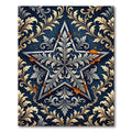 Elegant Navy Golden Floral Star Rug