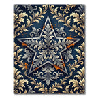 Elegant Navy Golden Floral Star Rug