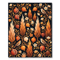 Earthy Pomegranate and Flame Botanical Artwork Rug