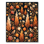 Earthy Pomegranate and Flame Botanical Artwork Rug